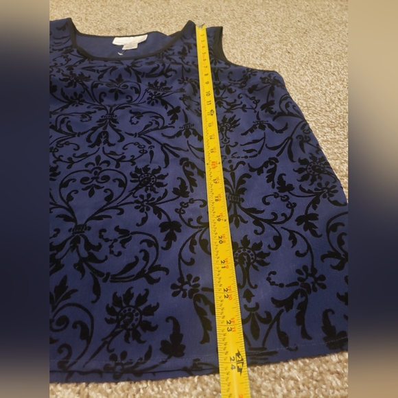 Women's Two Piece Top & Jacket Blue & Black Velvet Susan Graver Style Medium - Picture 9 of 9